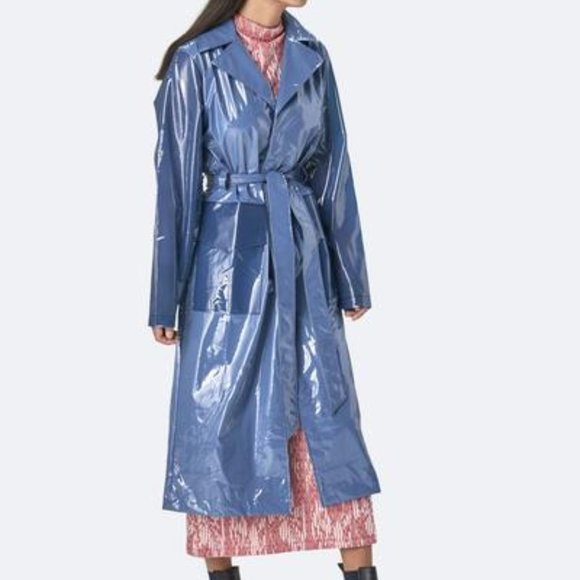 **SOLD** RAINS limited blue long overcoat - Picture 1 of 3